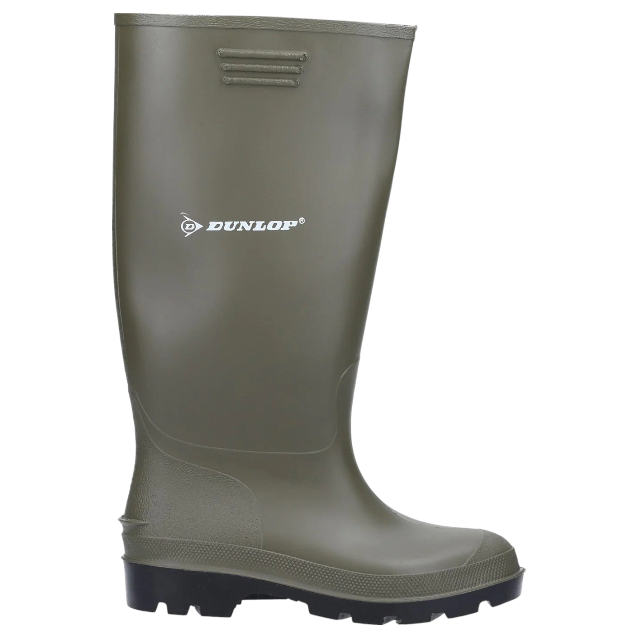 men's Dunlop green wellington boot – waterproof rubber with durable grip sole for outdoor use